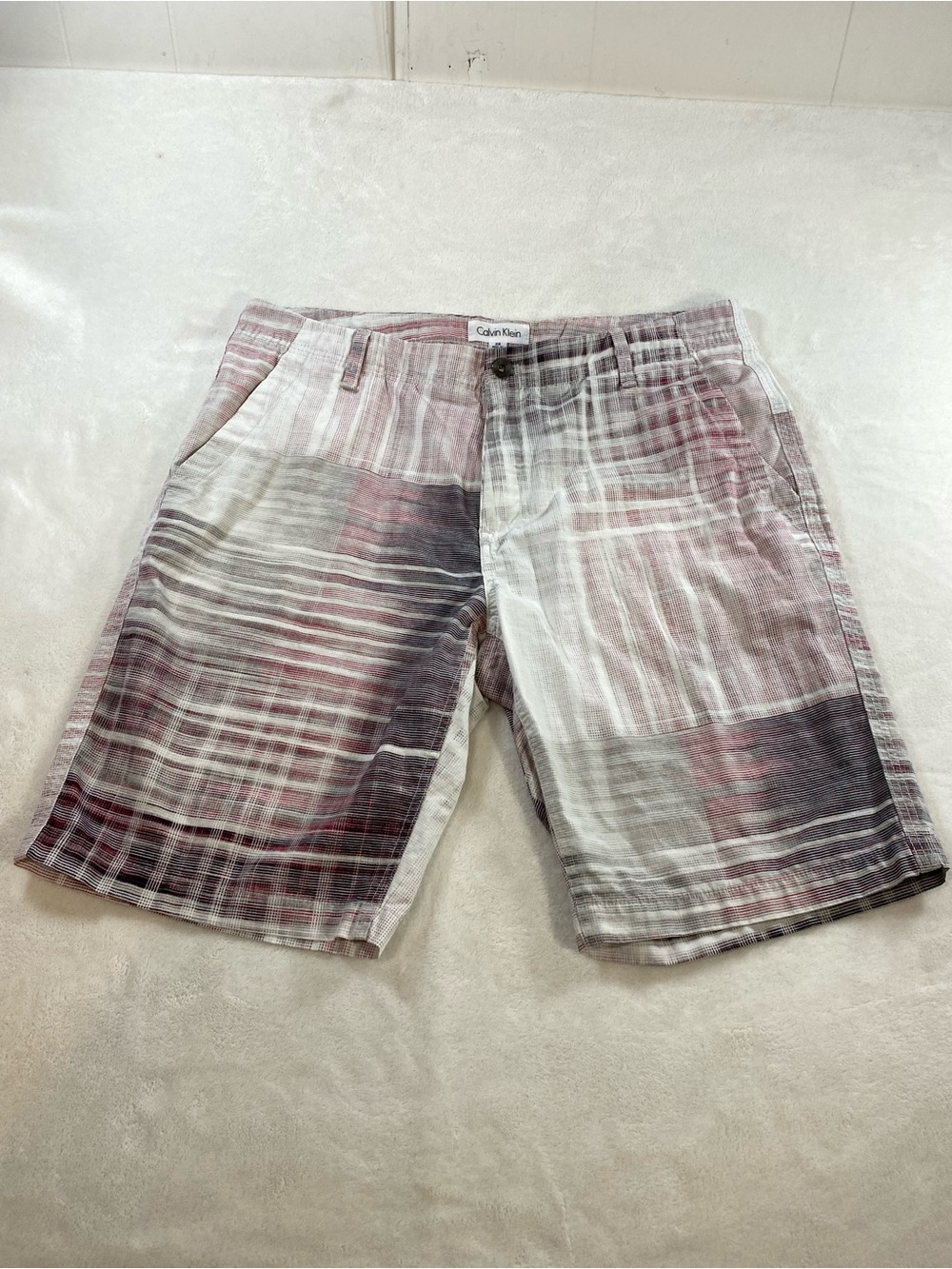 Calvin Klein Men's 100% Cotton Patchwork Plaid Chino Shorts Size 36